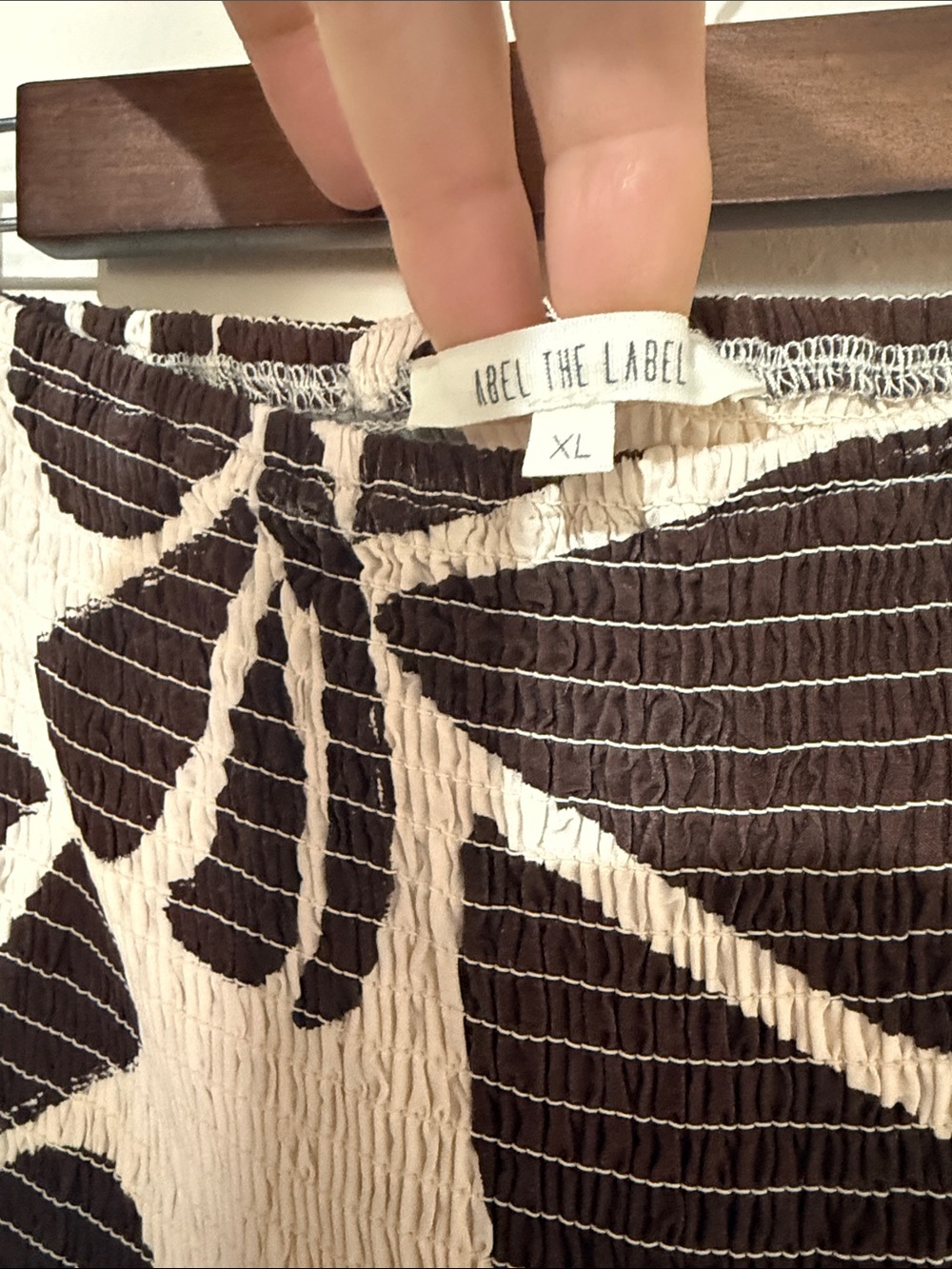 Smocked Strapless Maxi Dress in White with Brown Floral Print - Picture 2 of 5